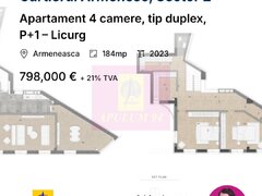 Apartament 4 camere, tip duplex, P+1 – Licurg