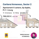 Apartament 4 camere, tip duplex, P+1 – Licurg